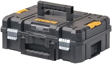 DEWALT Tool Box TSTAK II, 13 In. Flat Top Tool Storage Case, Stackable Organizer Hard Case Portable Toolbox, Heavy Duty, Holds Up To 66 lbs (DWST17807)