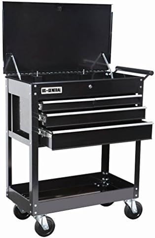 Roller Cart Tool Cabinet Storage Chest Box Glossy Black 4 Drawer 580 Lb. Capacity by US General
