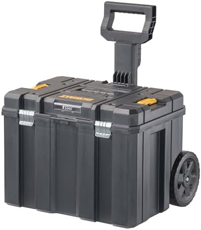 DEWALT Tool Box with Wheels Modular, Large Rolling Tool Box With Telescopic Handle, Portable Carrier Deep Stackable TSTAK Storage (DWST17820)