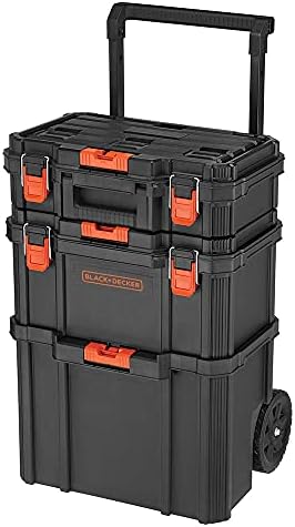 beyond by BLACK+DECKER BDST60500APB Stackable Storage System - 3 Piece Set (Small, Deep Toolbox, and Rolling Tote)