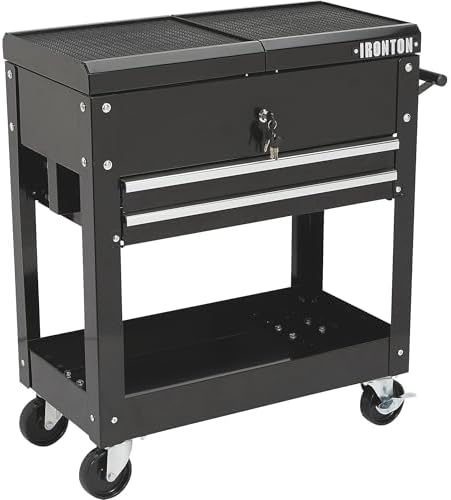 Ironton 28in. 2-Drawer Rolling Tool Cart, 350-Lb., Locking Drawers