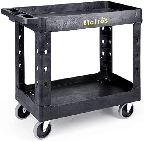 ELAFROS 2-Tier Utility Rolling Cart, 34 x 17 in, 5" Swivel Wheels, 550lb