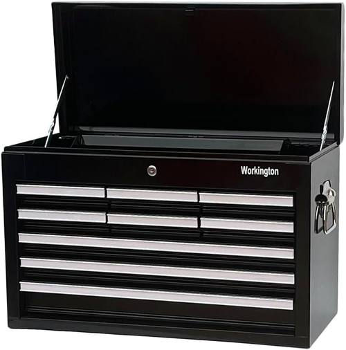 Workington Professional Industrial Portable Metal Tool Chest with 9 Drawers, 26" 9-Drawer Tool Chest Cabinet with Ball Bearing Drawer Slides, Steel Tool Storage Box Organizer 4016 Black