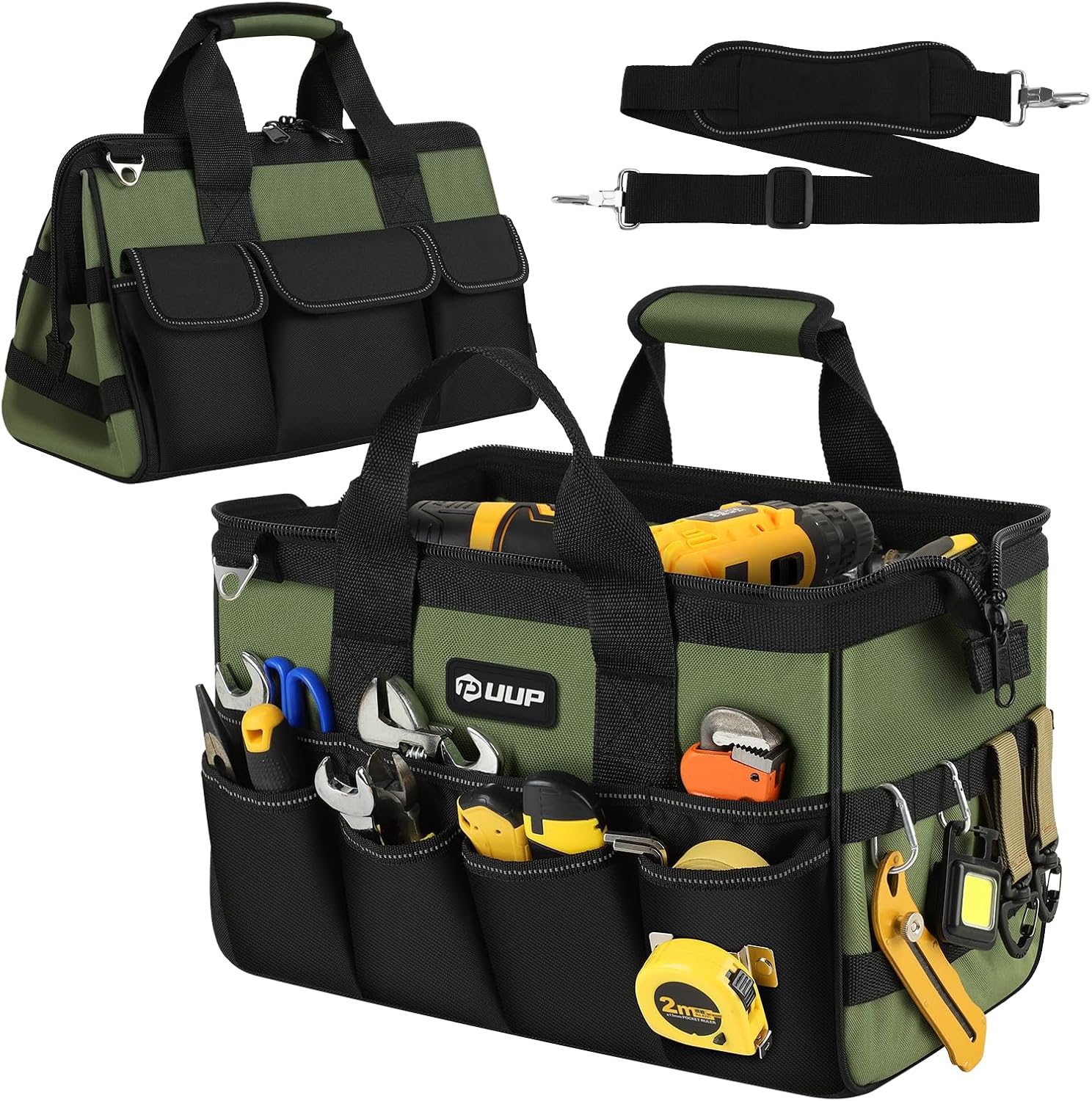 UUP Heavy Duty Tool Bag 15Inch, 16-Pocket Portable Empty Tool Box Organizer