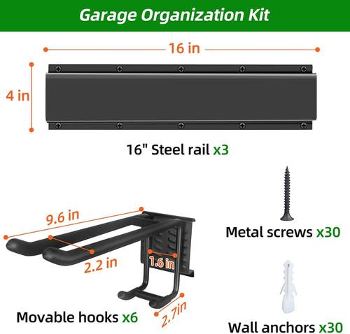 PIYILO 48 in Garage Tool Organizer Wall Mount, Adjustable Tool Storage Rack