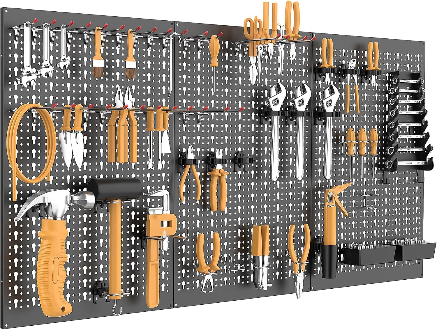 WALMANN Metal Pegboard, Wall Tool Organizer Board with Hooks, 24x48 in