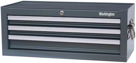 Workington Industrial 3 Drawers Portable Metal Intermediate Box, 26" Middle Tool Chest Cabinet with Ball Bearing Drawer Slides, Steel Tool Storage Box Organizer 4009 Gray