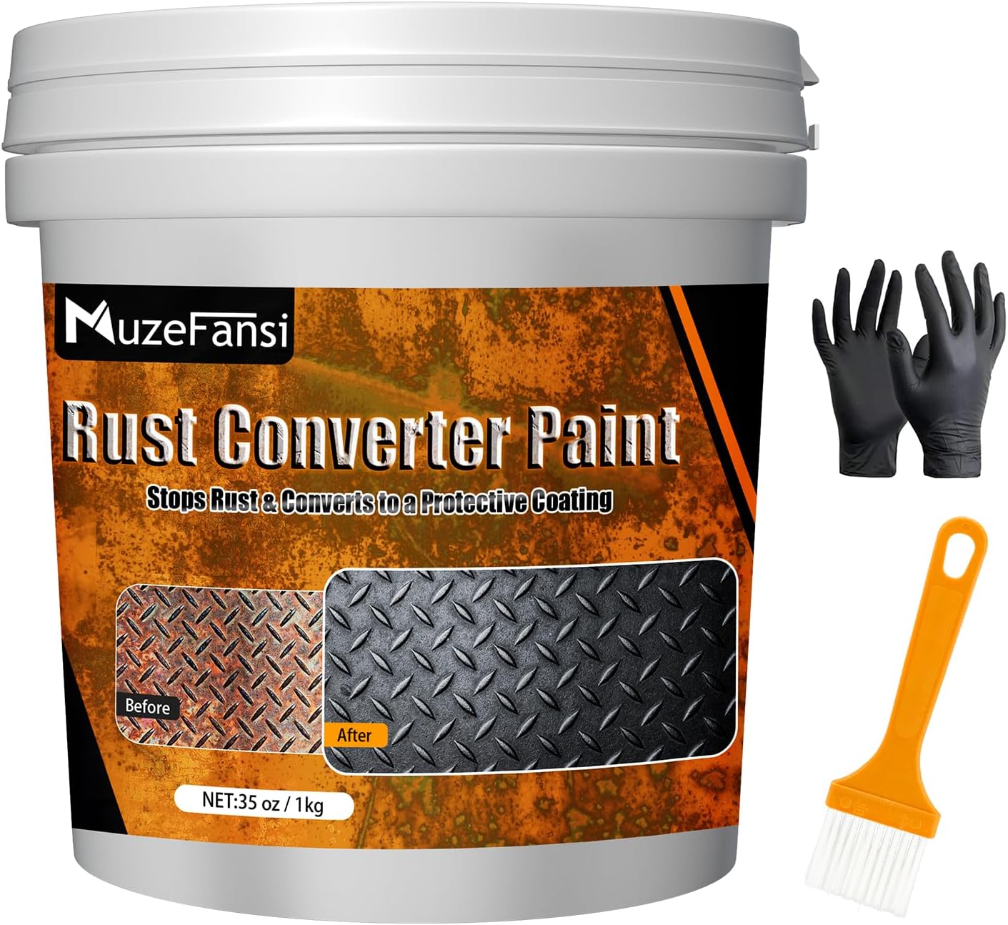 2-in-1 Rust Converter & Metal Primer – Stops Rust, Paint Over Rusted Metal, Anti-Rust Coating Rust Paint,Corrosion Inhibitor for Automotive, Marine, Industrial Use, Heat & UV Resistant, Farm Equipment & Fences(35 oz)