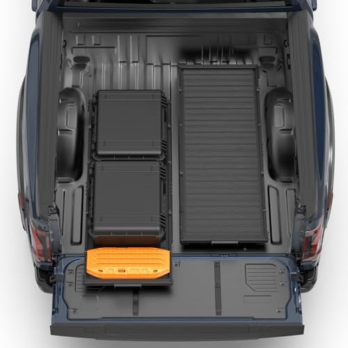 S2 Series Slide-Out Truck Bed Organizer Aluminum Tray，Mid-Size Bed Organizer for Tacoma, Ranger, Colorado, Canyon, Frontier, Ridgeline 5' & Longer Beds，No Drilling Installation (Two Aluminum Trays)