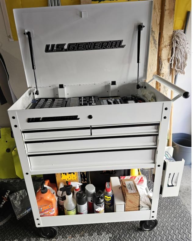 U.S. General 30 in. Tool Chest 4-Drawer Tech Cart, White