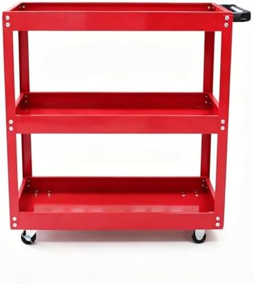 3 Tier Metal Rolling Tool Cart Heavy Duty Utility Cart with Handle Wheels